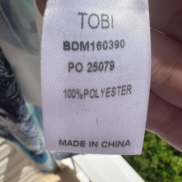 Womens Strappy Summer Dress Blue White Floral Pattern with Tulip skirt - Picture 8 of 8